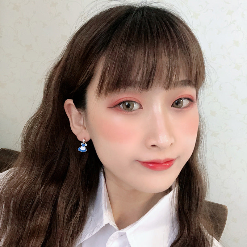BJ1361夢幻童話公主愛麗絲美人魚S925銀針耳釘2025.07.22