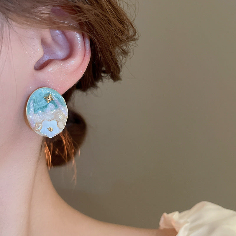 EK1309甜美小清新花朵淡水珍珠銀針耳釘2024.08.02