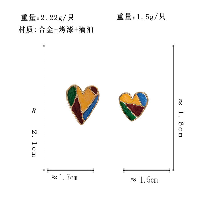 BJ4732自主設計個性撞色愛心S925銀針耳釘2025.07.22
