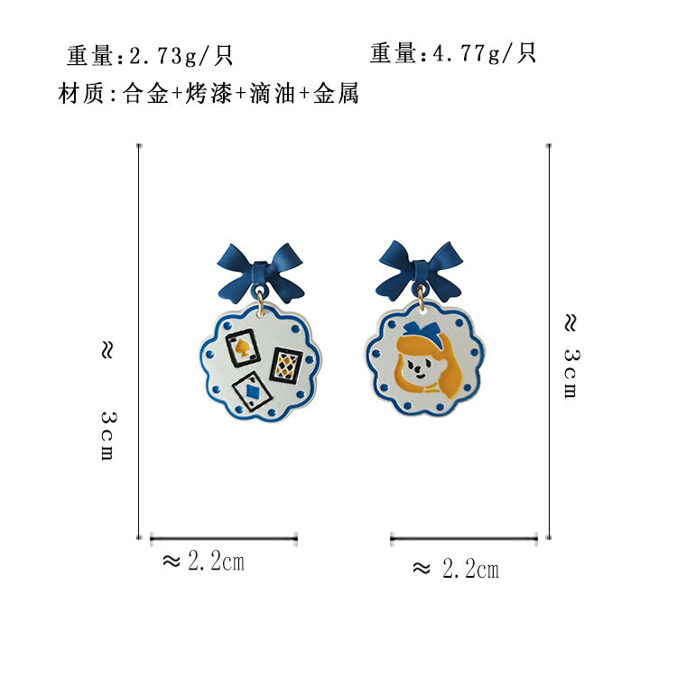 BJ4463自主設計蝴蝶結卡通人物S925銀針耳釘2025.07.22