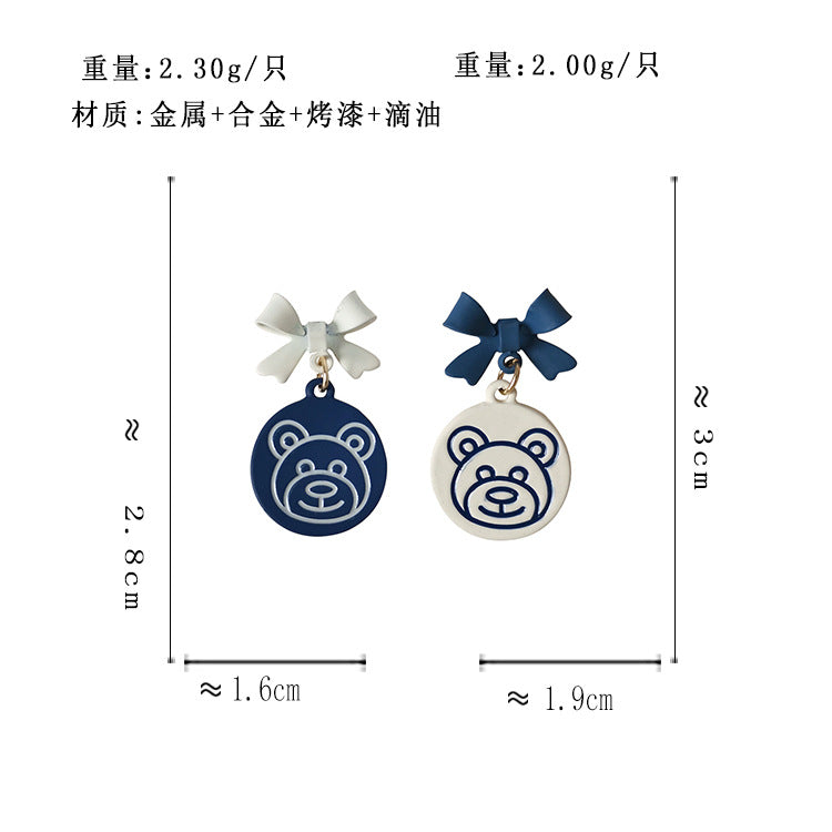 BJ4397自主設計蝴蝶結小熊S925銀針耳釘2025.07.22