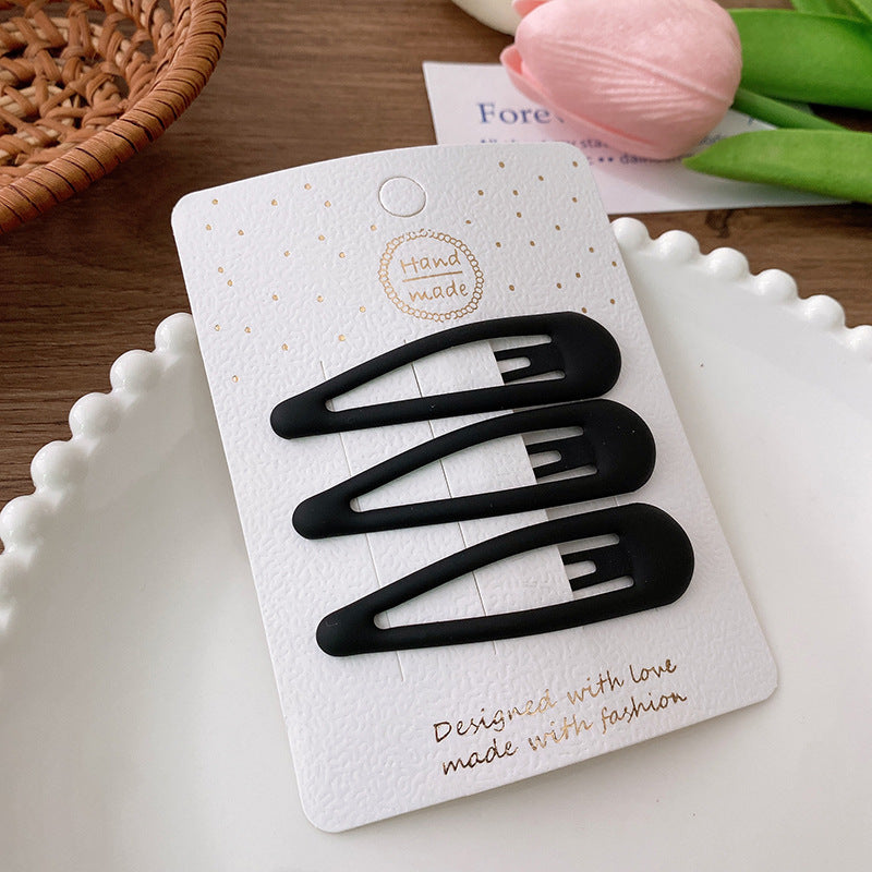 CD1217簡約基礎啞光黑色滴油鏤空bb夾3個2023.12.29