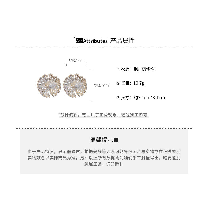 EK1376歐美甜美花朵珍珠銀針耳釘2024.08.02