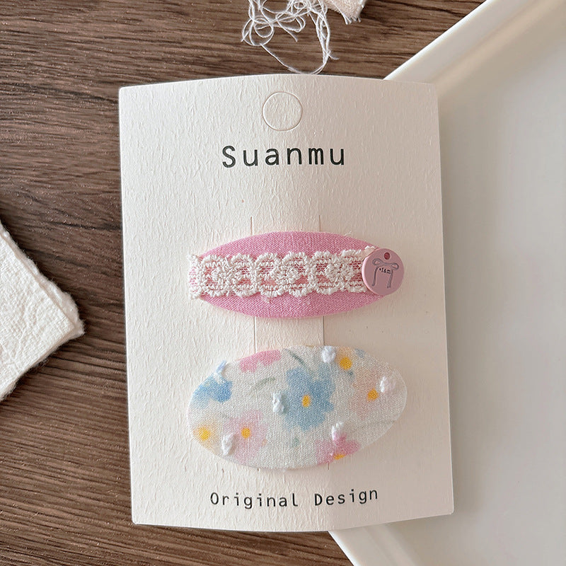 CJ0730韓版甜美百搭布藝格紋兒童刺繡可愛櫻桃髮夾2025.07.25