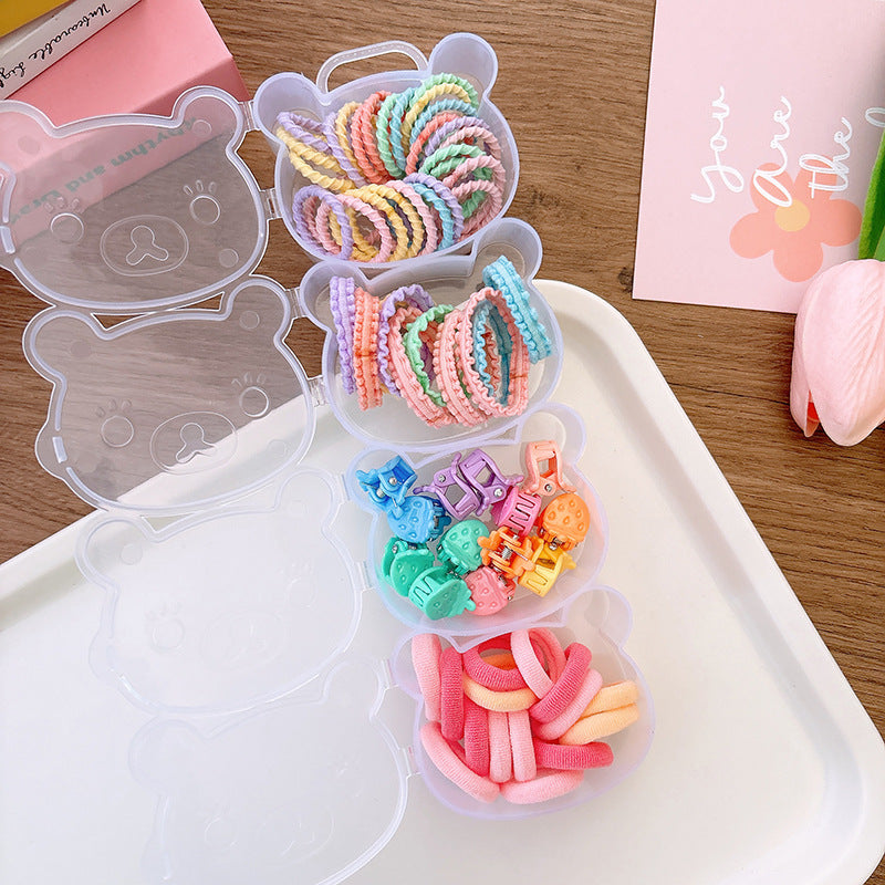 CA0416可愛創意彩色高彈力小號兒童髮繩髮夾4連盒2024.04.12