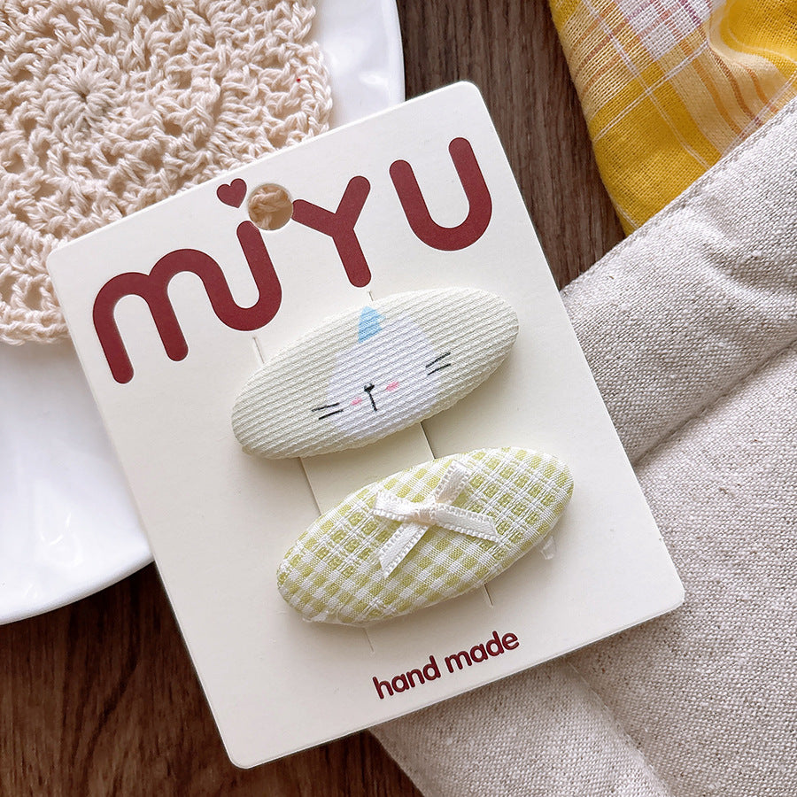 CM0228甜美可愛布藝印花小動物兒童格子髮夾2025.03.07