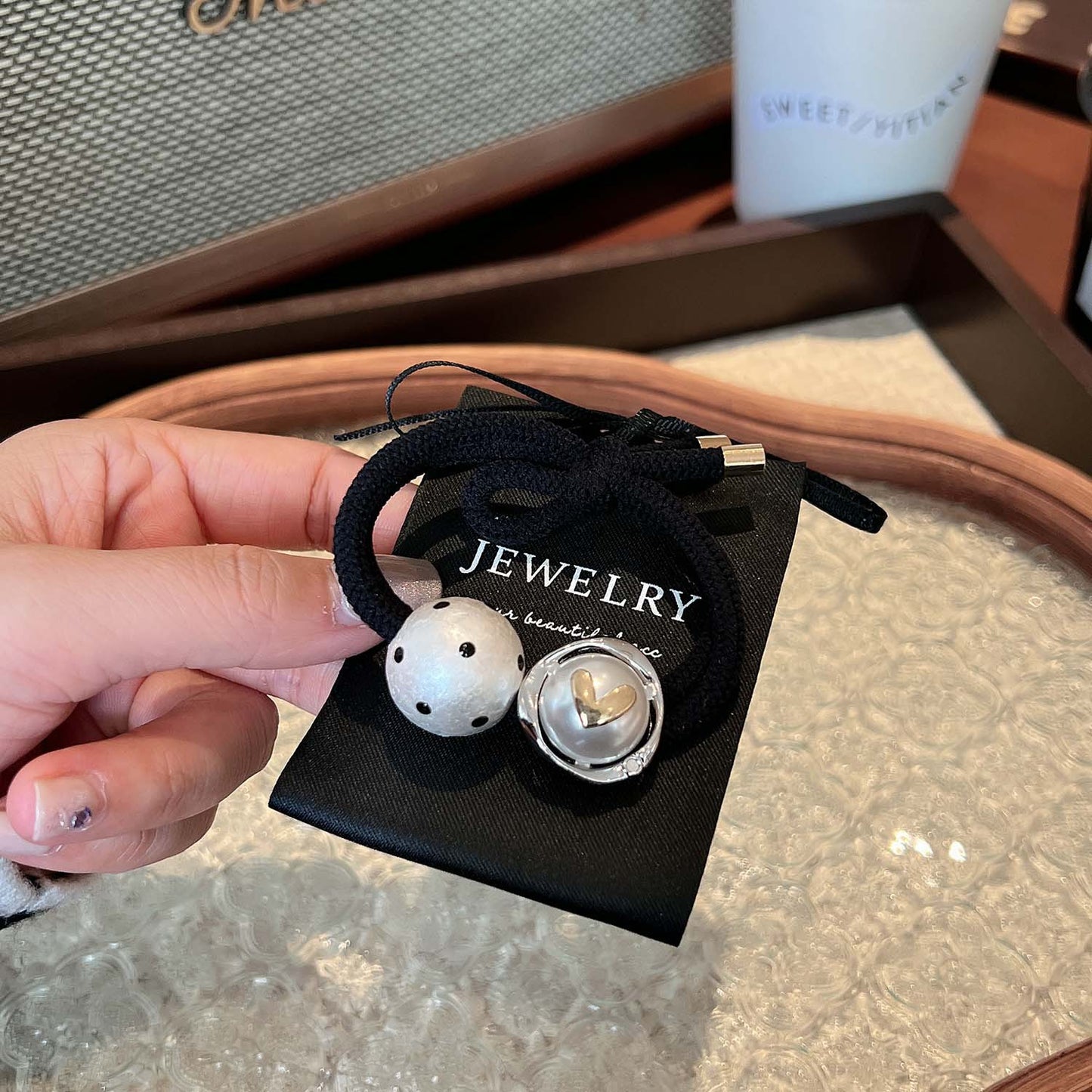 AD3940波點珍珠字母愛心ins少女可愛百搭髮圈2024.12.13