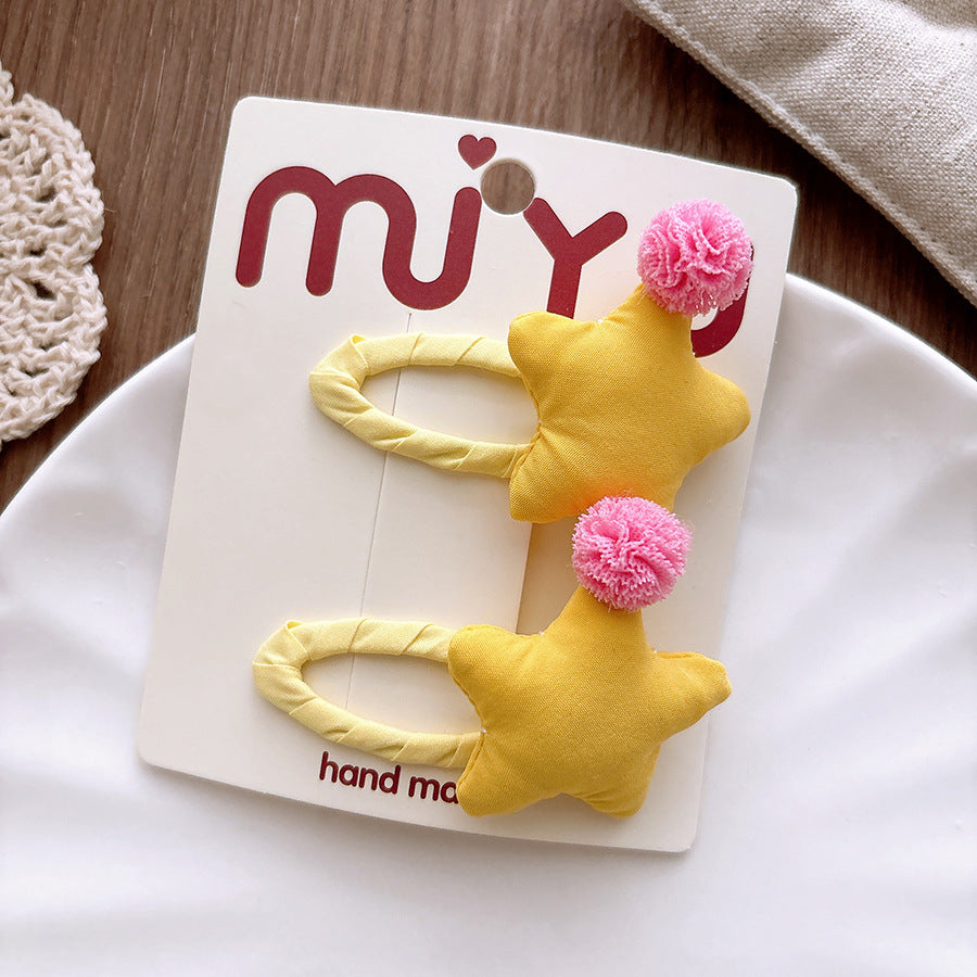 CM0222韓版可愛五角星甜美純色星星女童側邊髮夾髮繩2025.03.07