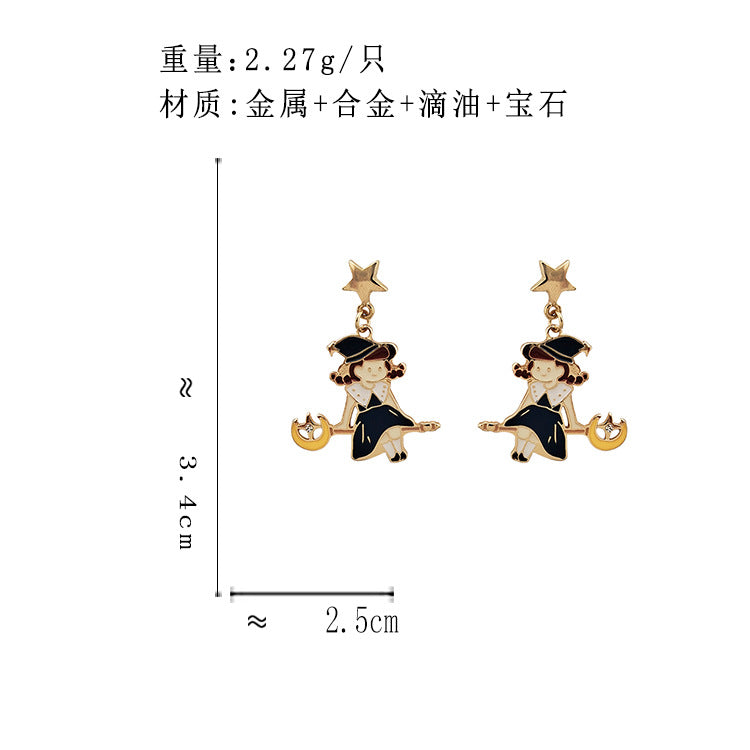 BJ5998自主設計卡通魔法精靈S925銀針耳釘2025.07.22