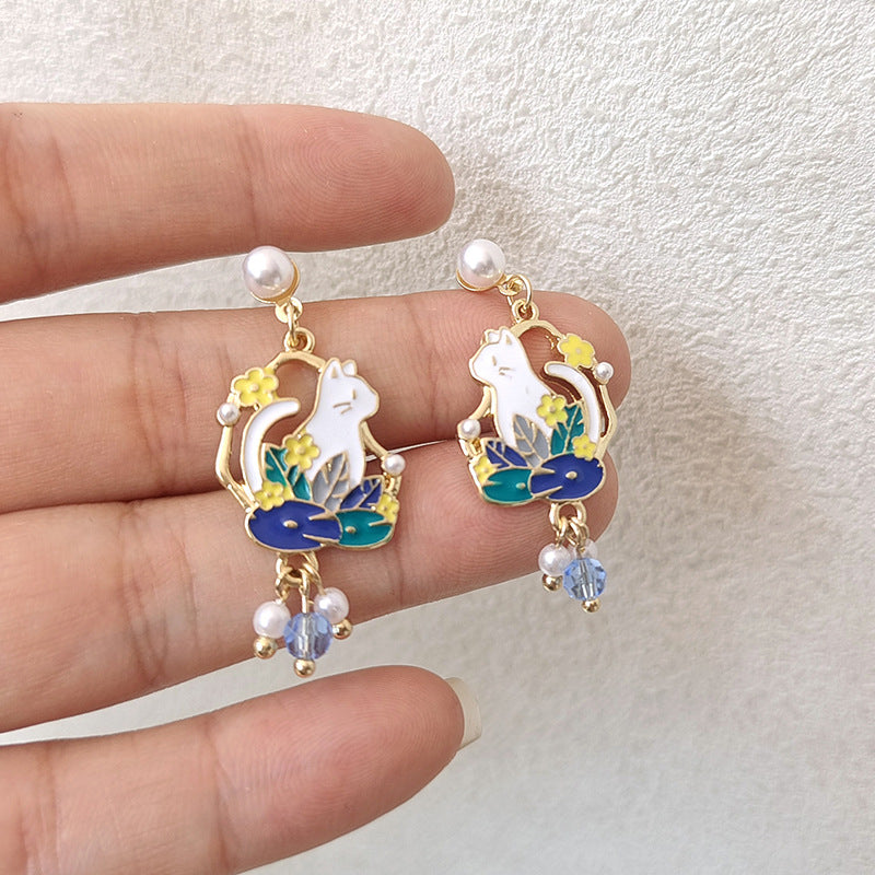 BJ7060原創設計珍珠小貓咪S925銀針耳釘2023.06.09