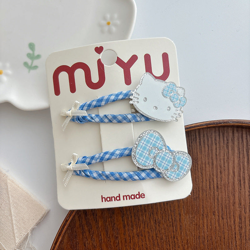 CJ0718甜美繞布格子大號可愛劉海髮夾2025.07.18