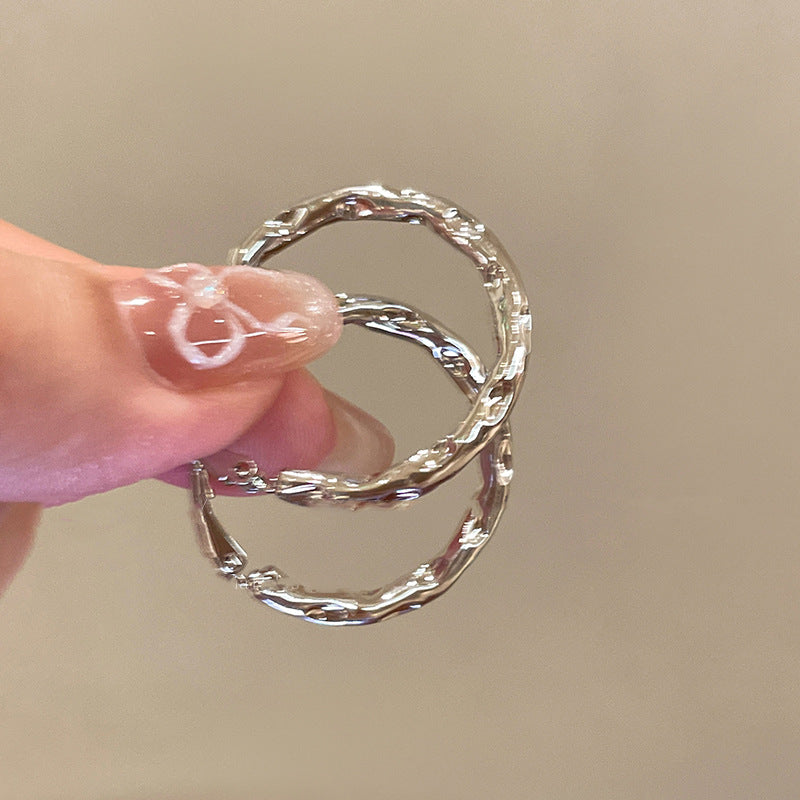 EK1609簡約不規則凹凸幾何銀針耳環2024.08.02