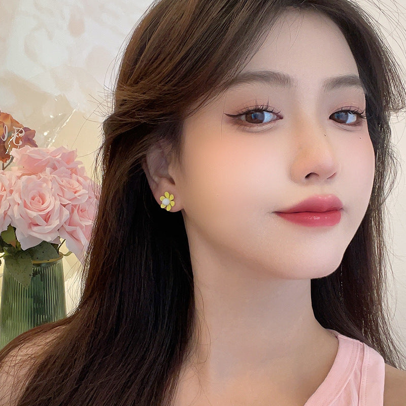 BJ7066夏季簡約小清新黃色花朵耳釘2025.07.22