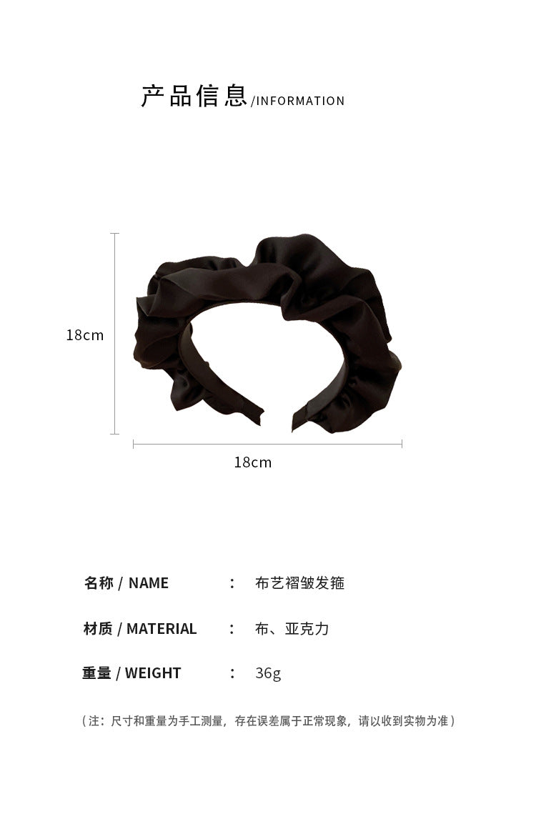 HO1964韓國簡約純色布藝褶皺髮箍2022.10.28
