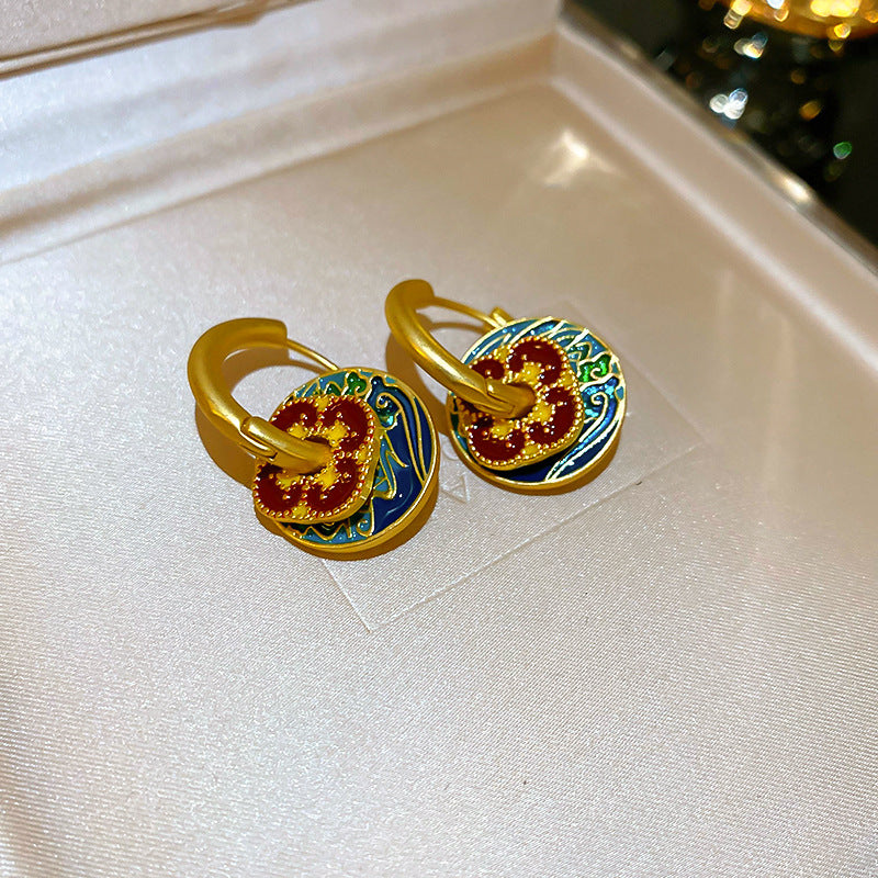 EA9570復古蝴蝶花朵滴油氣質耳環2024.04.16