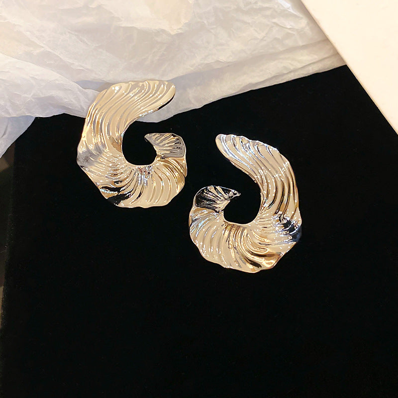 EJ0834獨特設歐美不規則幾何花紋銀針耳釘2024.06.14