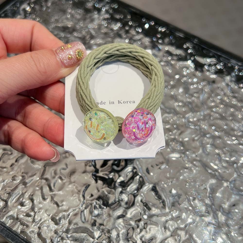 AM4249春季韓版混彩拼色笑臉髮圈2024.03.08