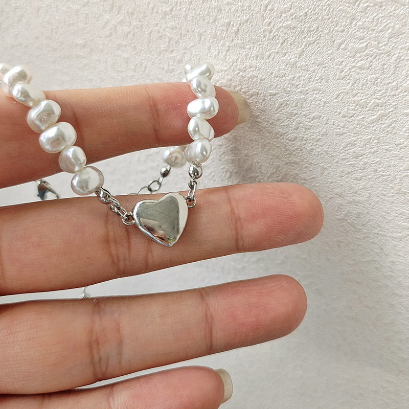 BS5506個性甜酷金屬風珍珠愛心手鏈2023.09.05