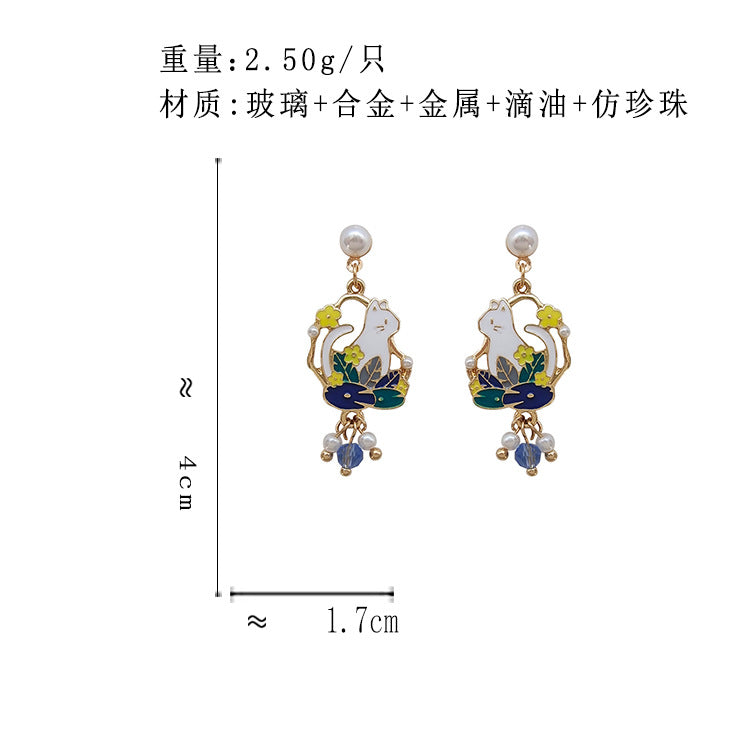 BJ7060原創設計珍珠小貓咪S925銀針耳釘2023.06.09