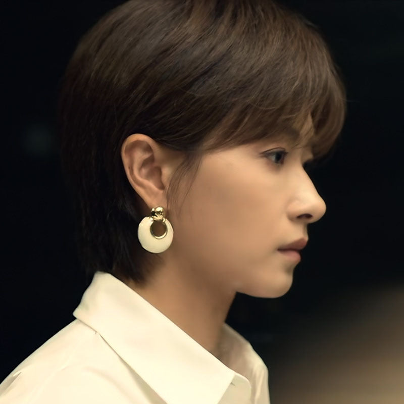 EK6188玫瑰的故事蘇更生萬茜同款蘇蘇圓環奶油色耳環2024.07.02