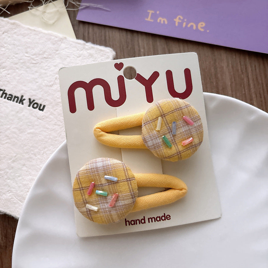 CM0225韓版甜美布藝格子蝴蝶結少女髮夾髮圈2025.03.07