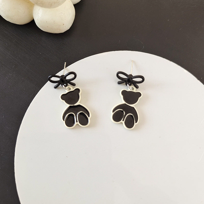 BA4488蝴蝶結可愛卡通小熊S925銀針耳釘2023.08.08