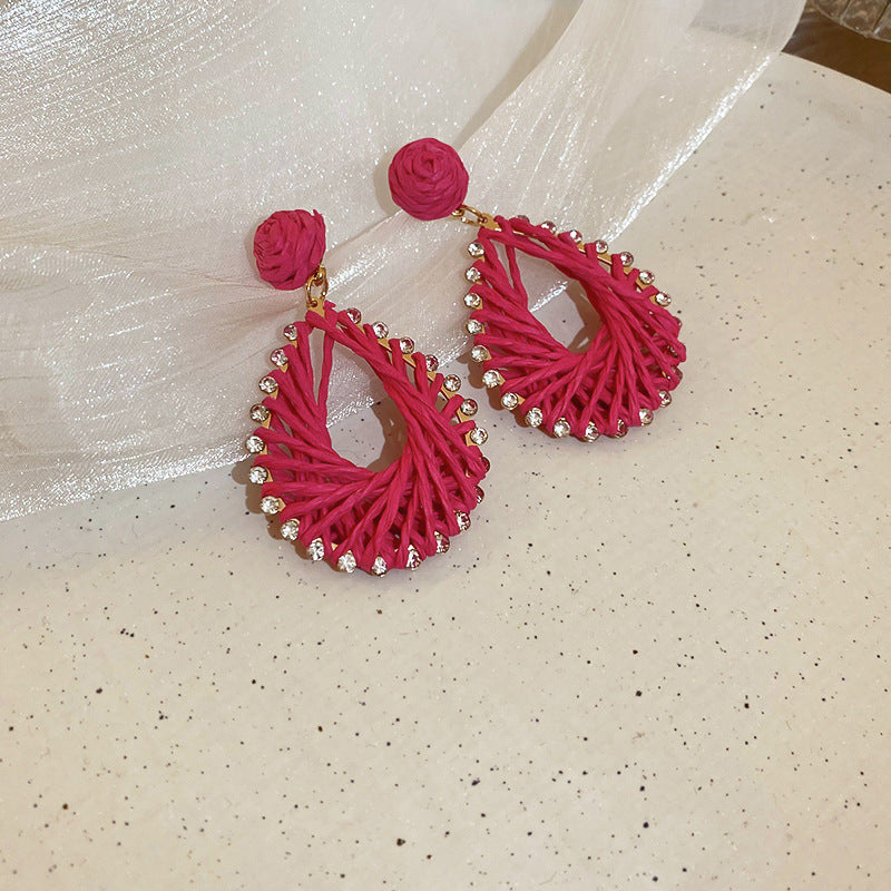 EJ1101波西米亞復古編織草藤花朵耳環2024.06.21