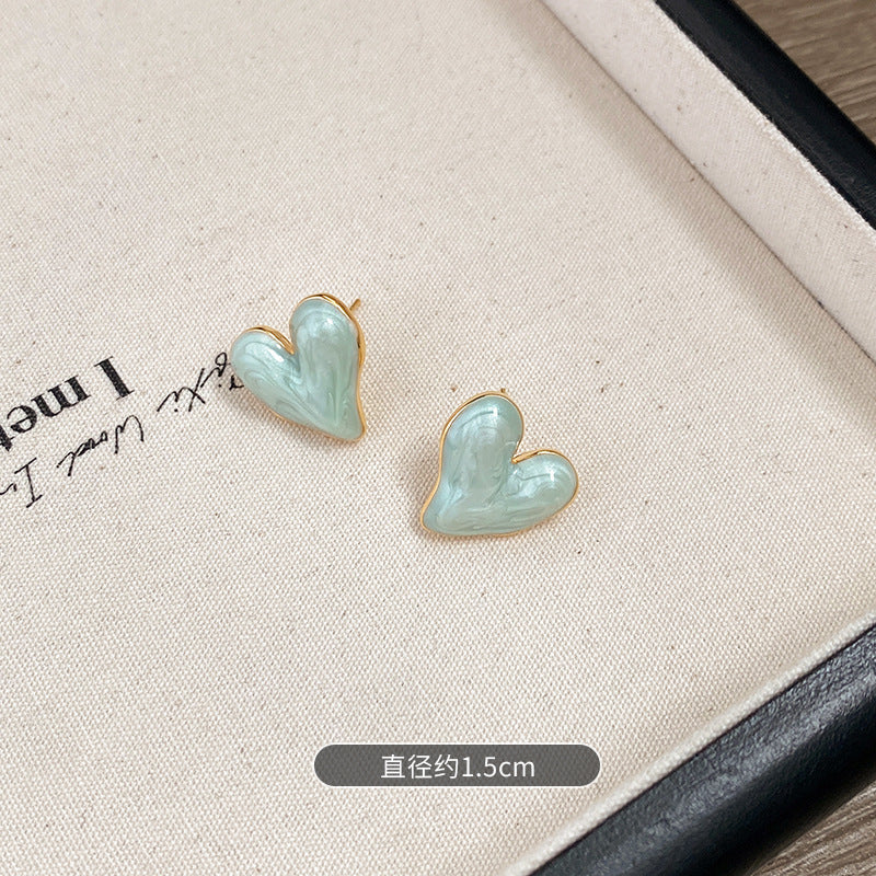 EN0151方形愛心滴油百搭銀針耳釘2024.05.31