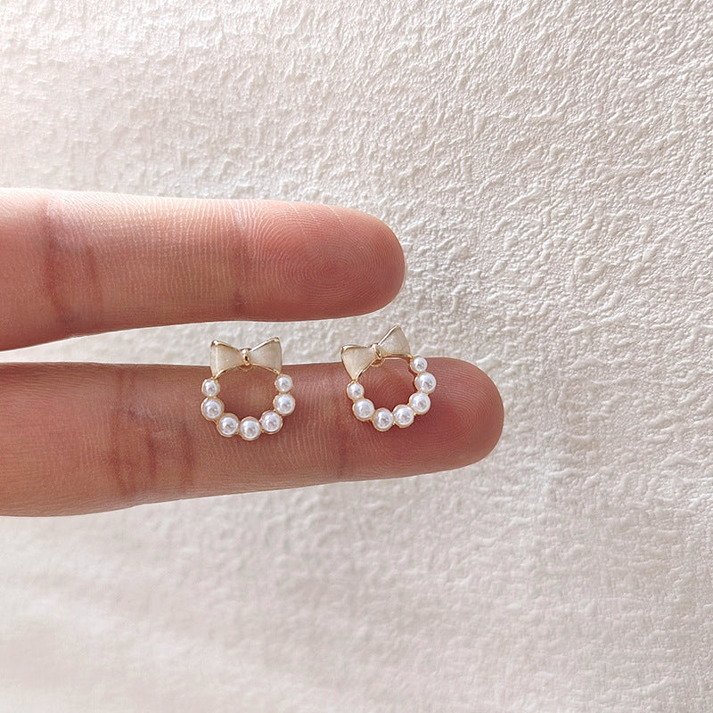 BM6131甜美可愛迷你蝴蝶結珍珠S925銀針耳釘2023.05.23