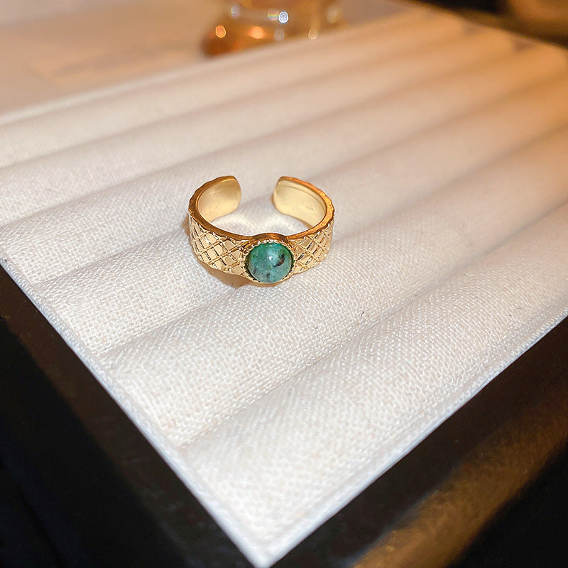 EA1531復古圓形綠松石開口戒指2024.08.09