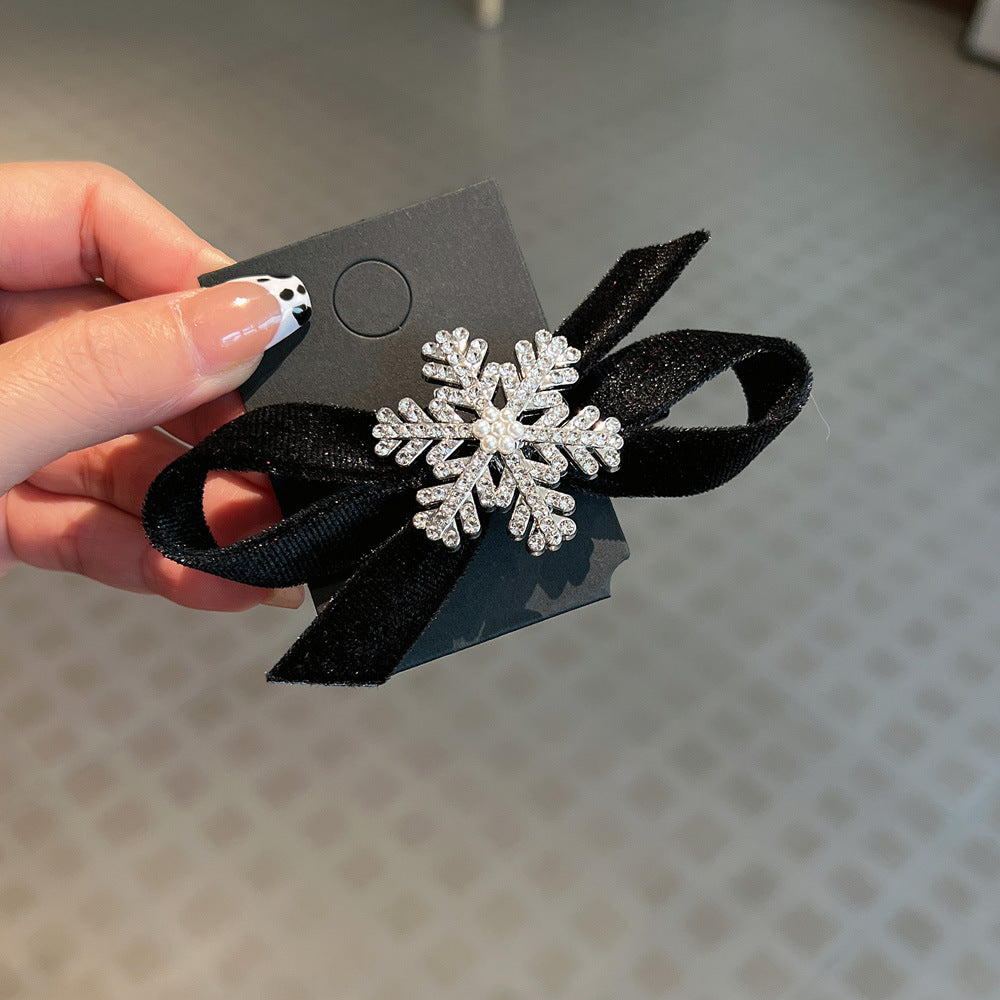 AD1441閃鑽雪花聖誕蝴蝶結髮夾2023.12.19