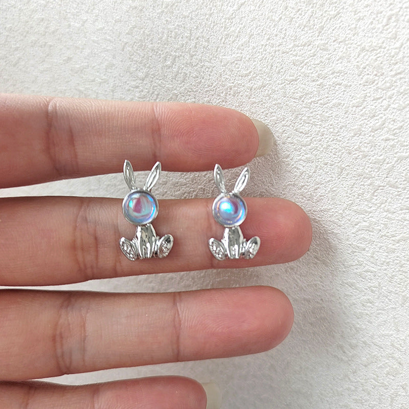 BA5815韓國金屬質感可愛小兔子S925銀針2023.08.01