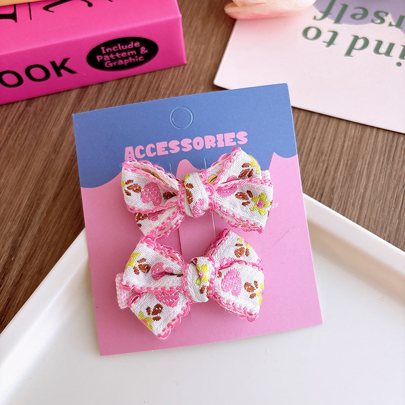 CA0801韓版粉色系布藝甜美蝴蝶結兒童髮夾2024.08.06