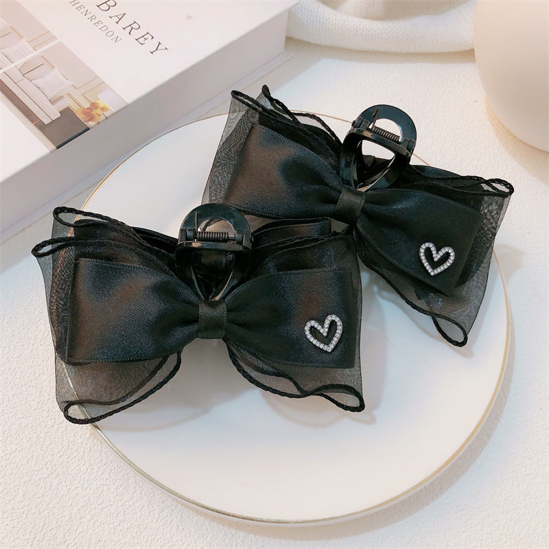IM1205優雅黑色蝴蝶結大號復古鯊魚夾2024.03.26
