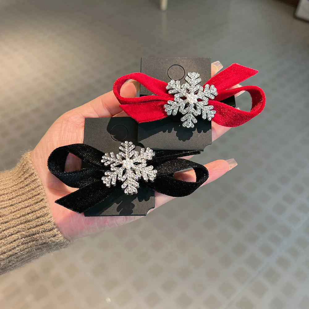 AD1441閃鑽雪花聖誕蝴蝶結髮夾2023.12.19