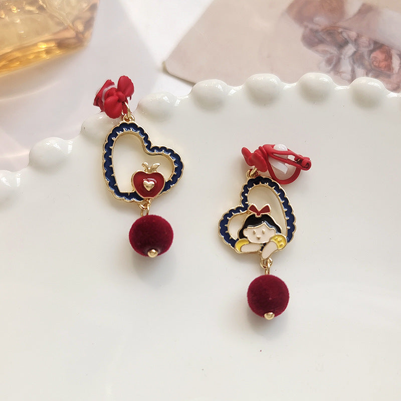 BK6788原創設計小公主植絨球愛心S925銀針耳釘2023.07.04