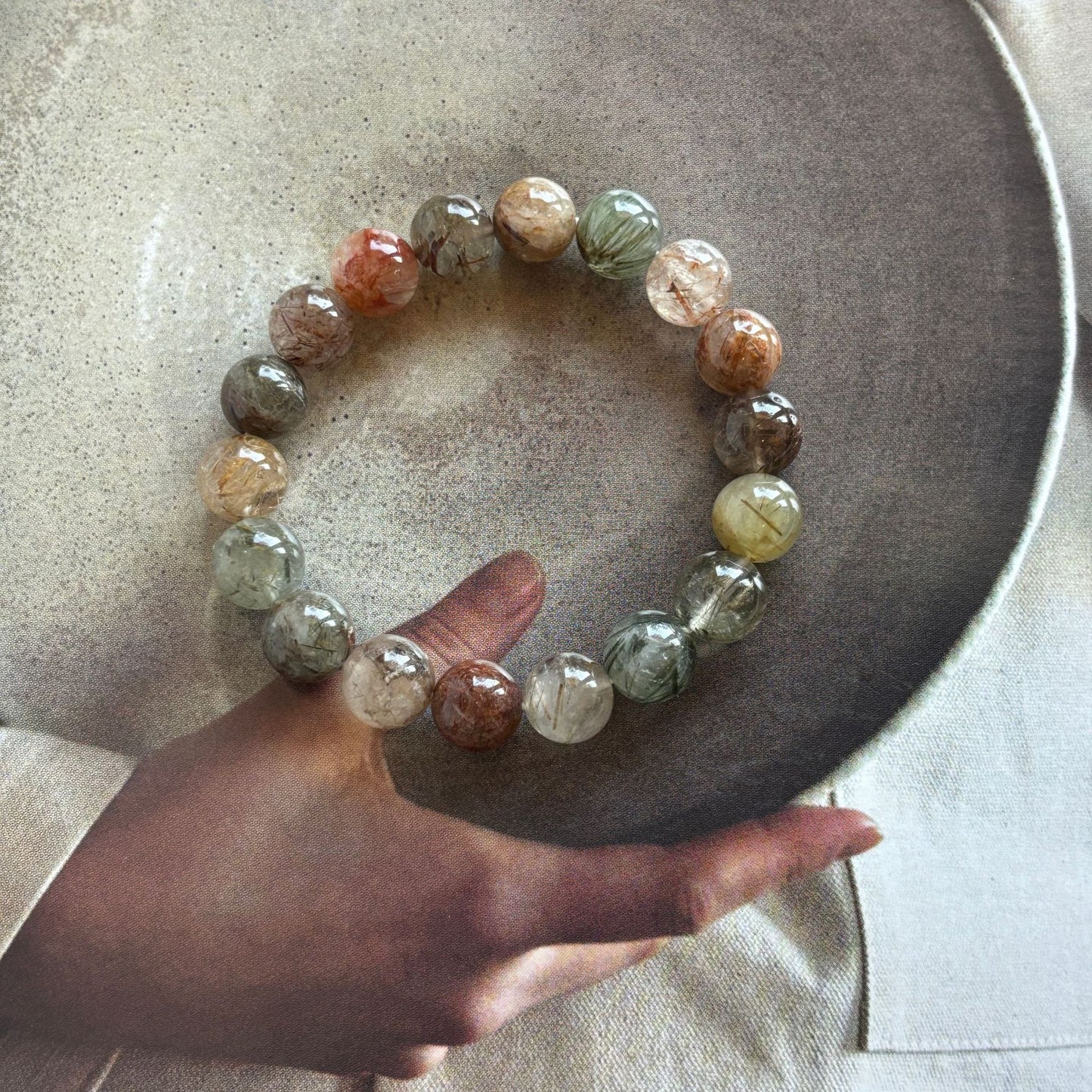 EM6728天然彩髮晶串珠手鏈2025.03.14