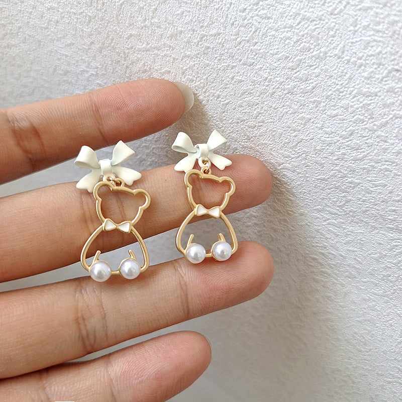 BM5360蝴蝶結鏤空小熊S925銀針耳釘2023.05.19