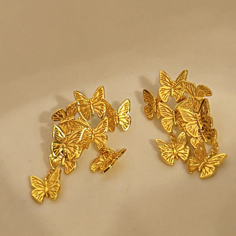 EA9514個性甜美金屬復古蝴蝶銀針耳環2024.04.09