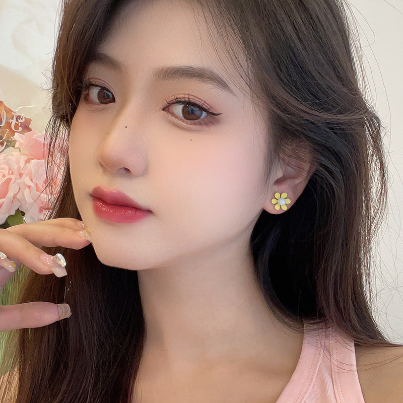 BJ7066夏季簡約小清新黃色花朵耳釘2025.07.22