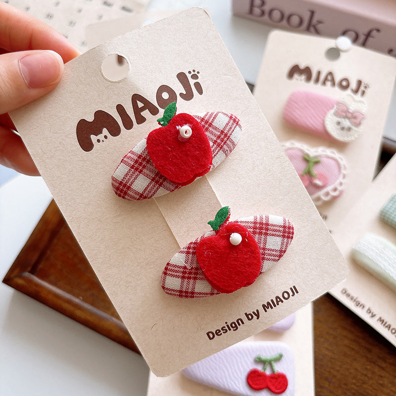 CJ0726韓版甜美布藝格紋刺繡髮夾2025.07.26