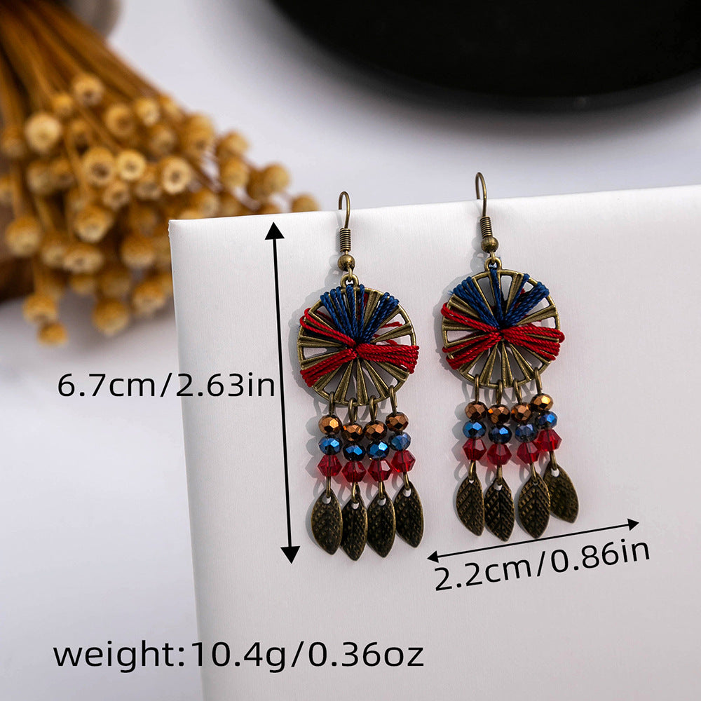 HM2816歐美復古波西米亞民族風編織古風彩色圓珠耳環2024.03.05