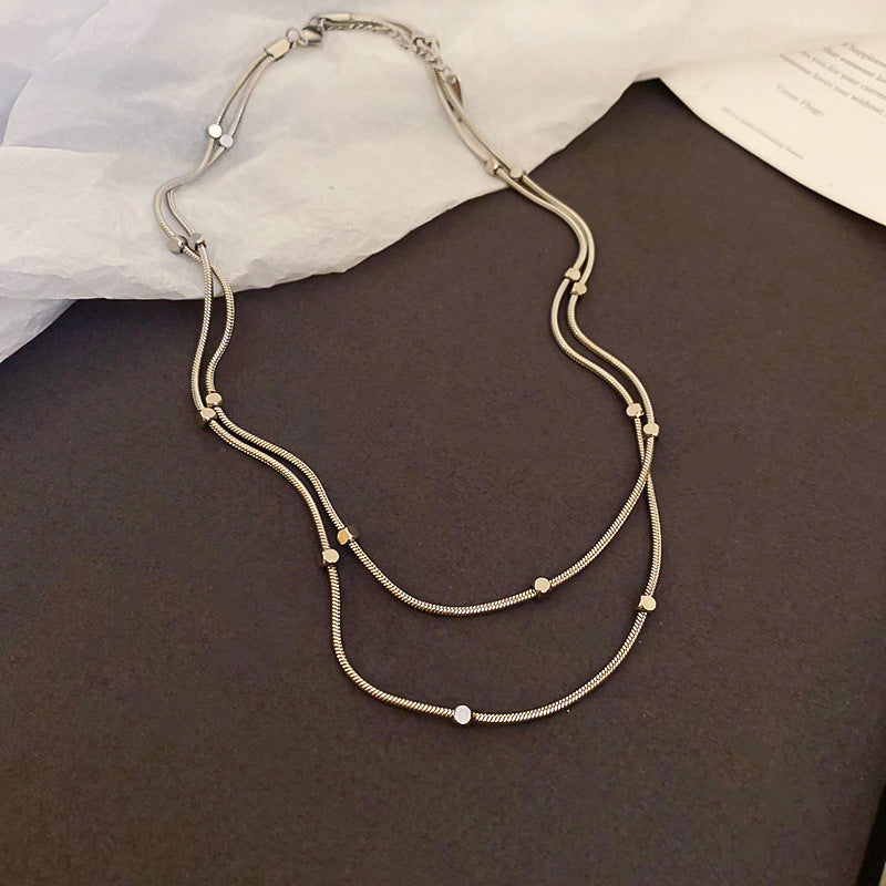 EJ6653法式輕奢氣質雙層方圓鈦鋼項鍊2024.06.21