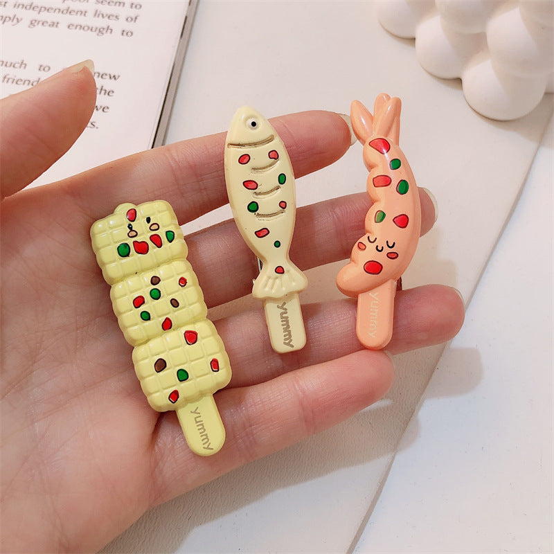 IM1944趣味搞怪三件套烤魚ins髮夾2024.03.26