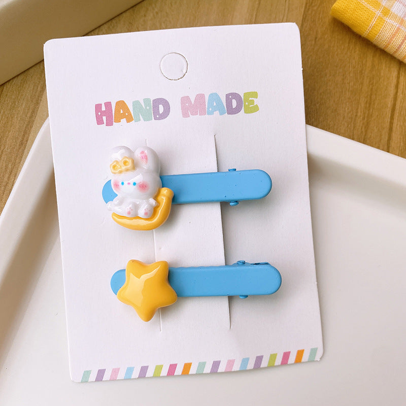 ✨清倉特賣✨ AJ0634甜美多巴胺彩色兔子星星一字髮夾2個2023.06.30