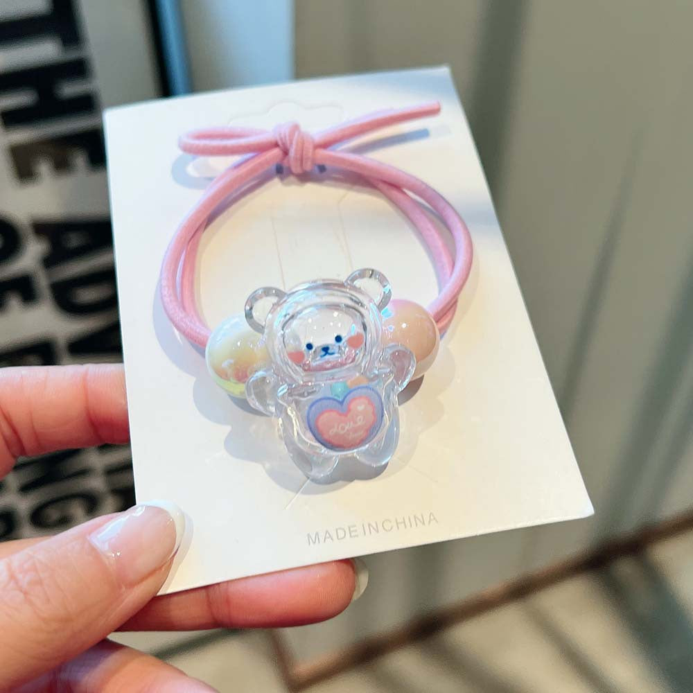 AA5201韓國創意敲萌小熊髮圈夢幻流沙水晶熊髪繩2023.04.11