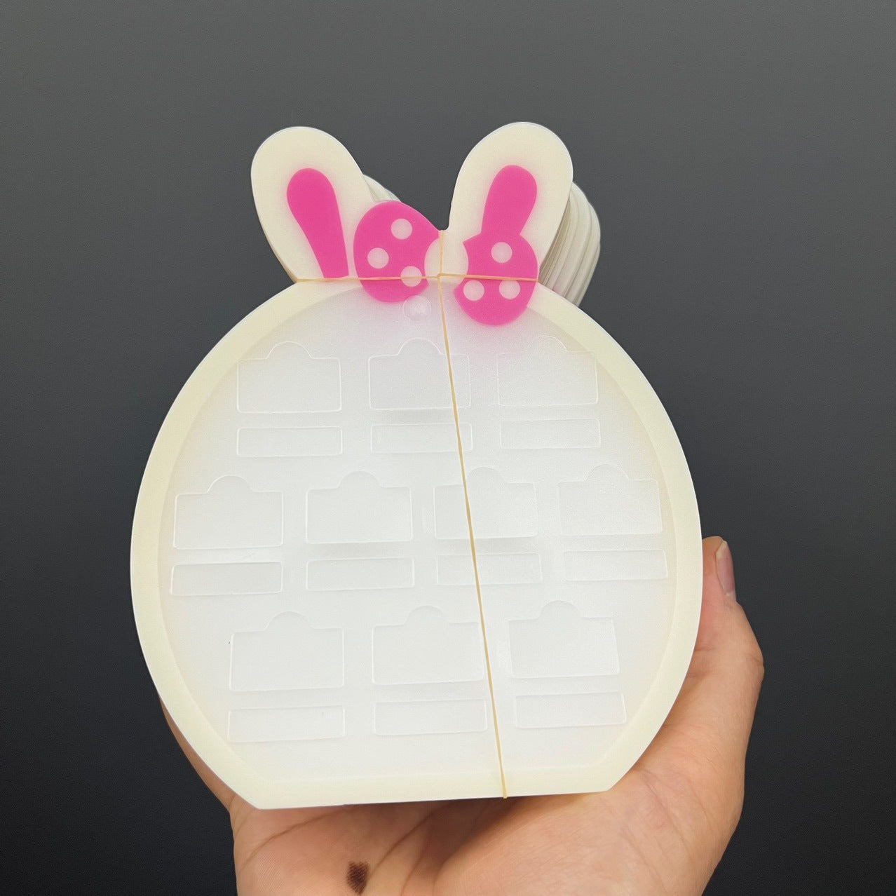 KP9586髮飾配件-兔子10格小抓夾塑膠卡片