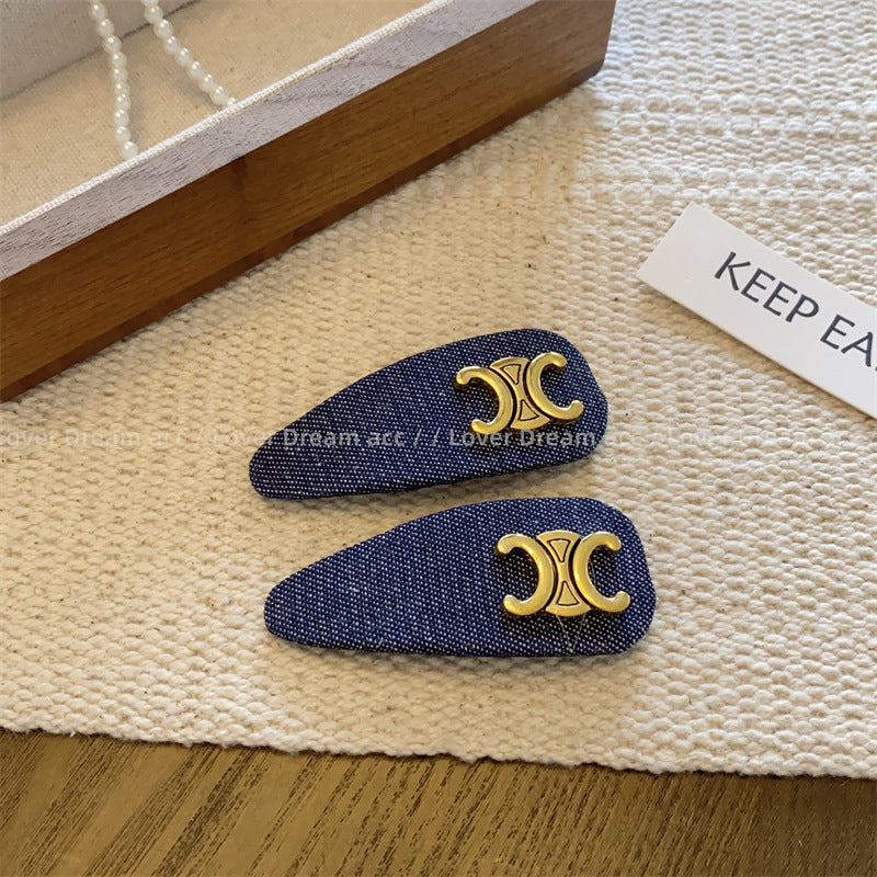 CA1425韓版復古字母牛仔風布藝BB髮夾2023.04.28