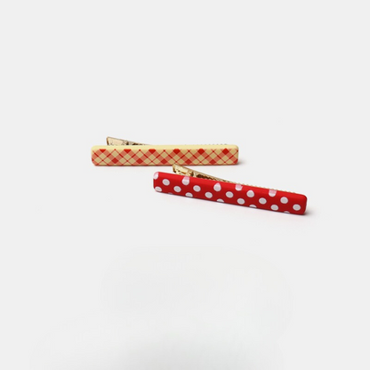 GJ2008甜美優雅日系少女心紅色格子波點側邊髮夾2024.06.04