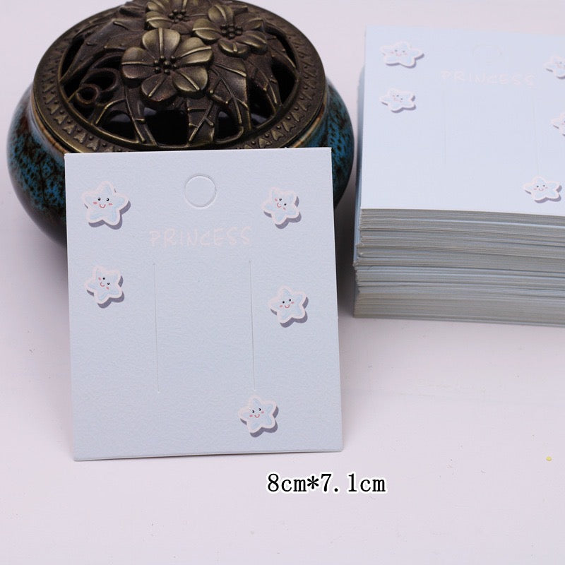 KP7655髮飾配件- 成品飾品卡片 彩色髮夾卡紙 黃色粉色藍色皮紋星星包裝7*8cm展示卡